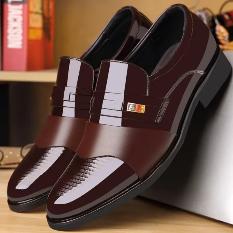 Leather Work Oxfords - 男性用革靴結婚式フォーマルオックスフォードビジネスカジュアルオフィスワークシューズ男性用クラシック高級とんがりメンズドレスシューズ
