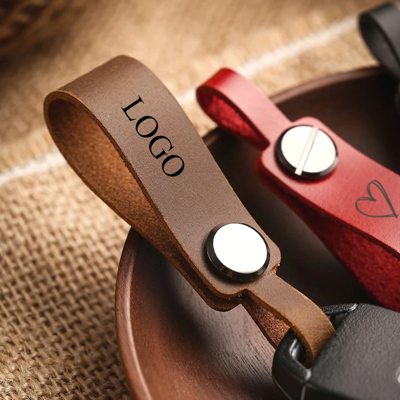 Leatherwork Keychain - 牛革本革カスタムロゴキーホルダーヴィンテージカーキーリング真皮パーソナライズレーザー彫刻名キーチェーン男性女性用