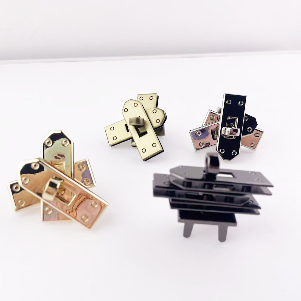 Leatherwork Hardware - 1 セット (4 個) 46 ミリメートルゴールド/真鍮メタルバッグロックハードウェアアクセサリー女性のハンドバッグスイベルクラスプロックバックル