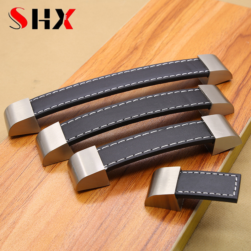 Leatherwork Hardware - 現代の高級革製ハンドルノブプル家具キャビネットチェスト引き出しドアノブスーツケースハンドルネジ家具金具
