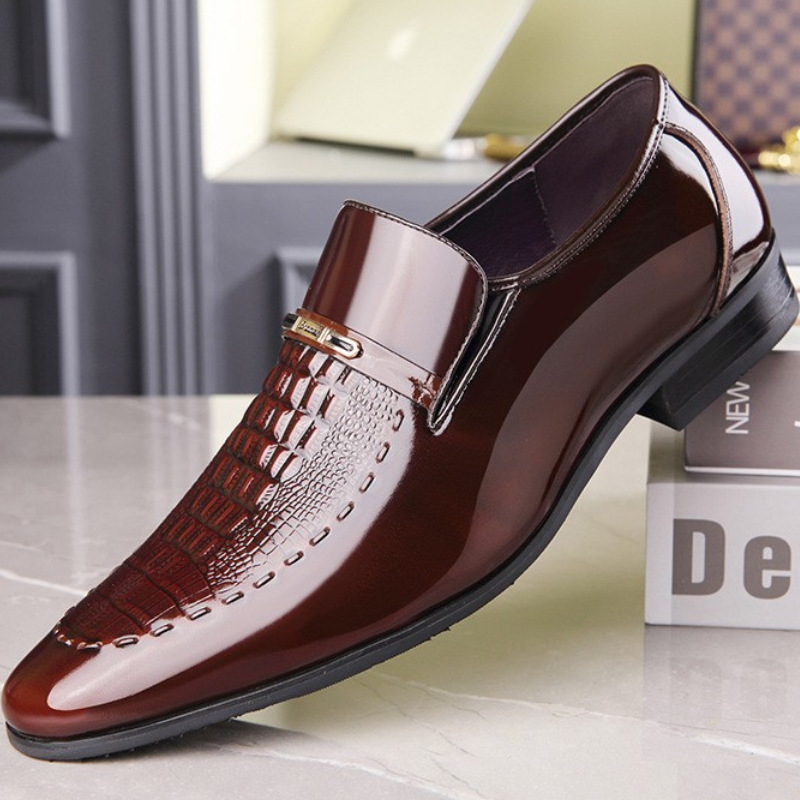 Leather Work Oxfords - 男性革靴パテントレザービジネスシューズポインテッドトゥプラットフォームワークメンズローファー新プラスサイズ Zapatos デ Vestir Hombre