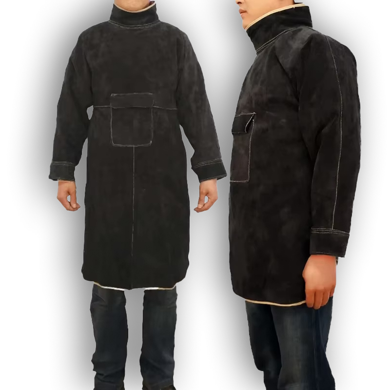 Leather Work Overalls - 耐熱性と耐火性の高耐久スプリット牛革溶接ジャケット火傷防止エプロンアルゴンアーク絶縁作業オーバーオール