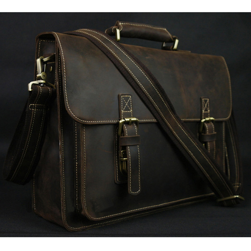 Leather Work Bag Laptop - 男性用クレイジーホースヴィンテージレザーバッグ,15インチノートパソコン用メッセンジャーバッグ,ショルダーバッグ,男性用トートバッグ,m088
