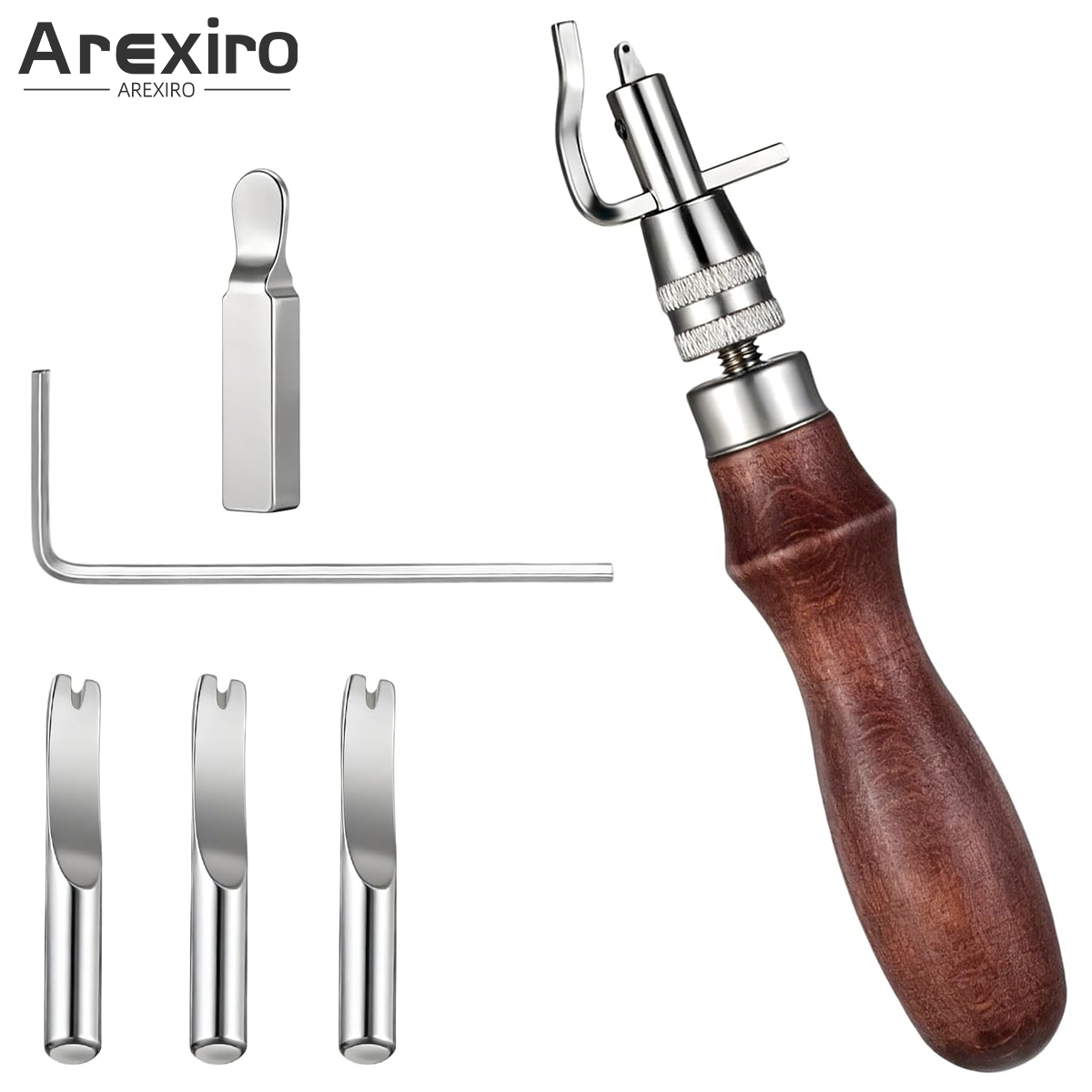 Leatherwork Edge Beveler - 7 in 1調整可能な革製ステッチンググルーバーキット、ポータブルエッジクリーザー、ベベラー、DIYレザークラフト手作業ツールセット