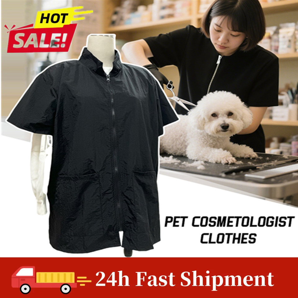 Leather Work Overalls - 防水性と通気性のある猫犬グルーミングクリーニング作業服ペットグルーマーオーバーオール帯電防止エプロンショップ制服新しい M/L/XL