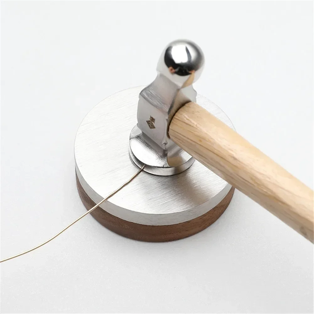 Leatherwork Hammer - ステンレス鋼丸頭ハンマーミニ木製プロフェッショナルハンドツール高級金細工ジュエリーレザーゴールドハンマーツール