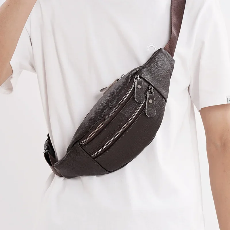 Leather Work Bag Laptop - 本革メンズウエストバッグ多機能チェストパッククロスボディバッグ、高級牛革ファニーパック、仕事、旅行、スポーツに最適