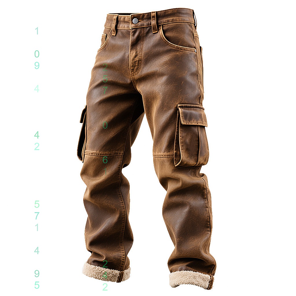 Leather Work Overalls - メンズヴィンテージブラウンPUレザーワークパンツストレートレッグカジュアルトラウザーズオーバーオールジャンプスーツ