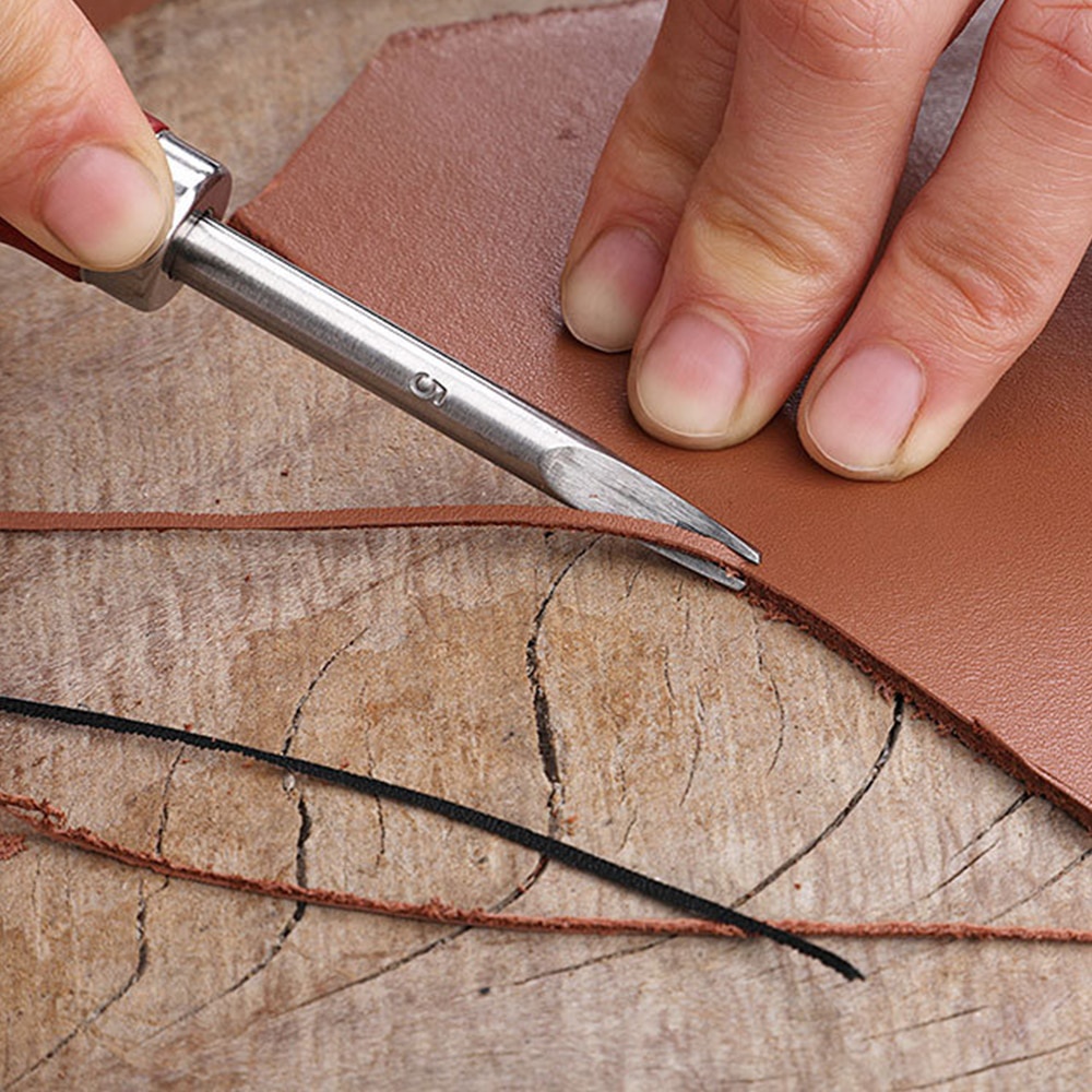 Leatherwork Edge Beveler - レザーエッジベベラースカイビング、ベベリングナイフ、木製ハンドル付きカッティングハンドクラフトツール、DIYツール、1個、5個パック