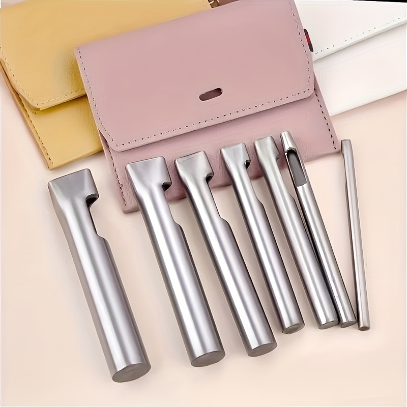 Leatherwork Hammer - 5個入り レザー用オーバルホールパンチャー 長方形穴あけパンチ 腕時計バンド用フラットパンチ ヘビーデューティー中空パンチ DIYレザークラフトツール