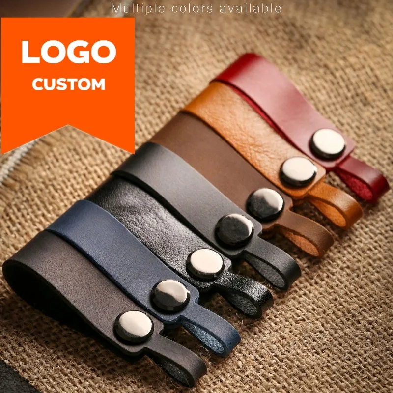 Leatherwork Keychain - レーザーカスタムロゴクレイジーホース本革キーホルダーヴィンテージカーキーリングパーソナライズ彫刻名キーチェーンホルダー男性女性