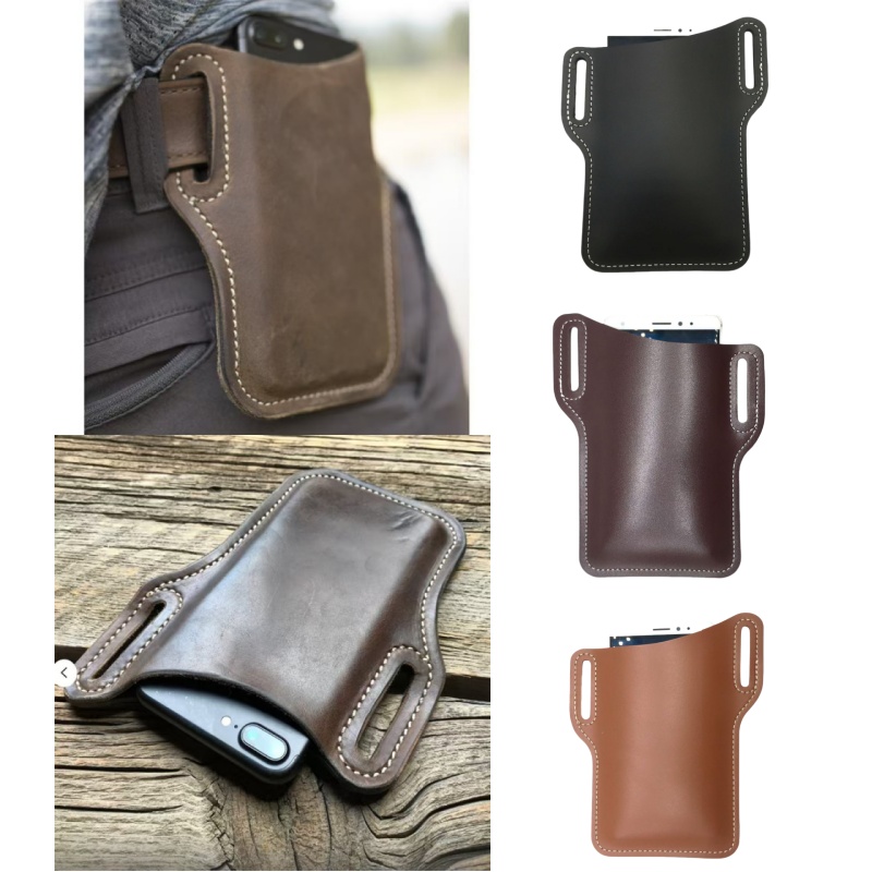 Leather Work Bag Laptop - アウトドア収納レトロ馬革製携帯電話ウエストバッグ、ベルト装着メンズ用吊り下げウエストバッグ、キャンプスポーツワーク用携帯電話バッグ