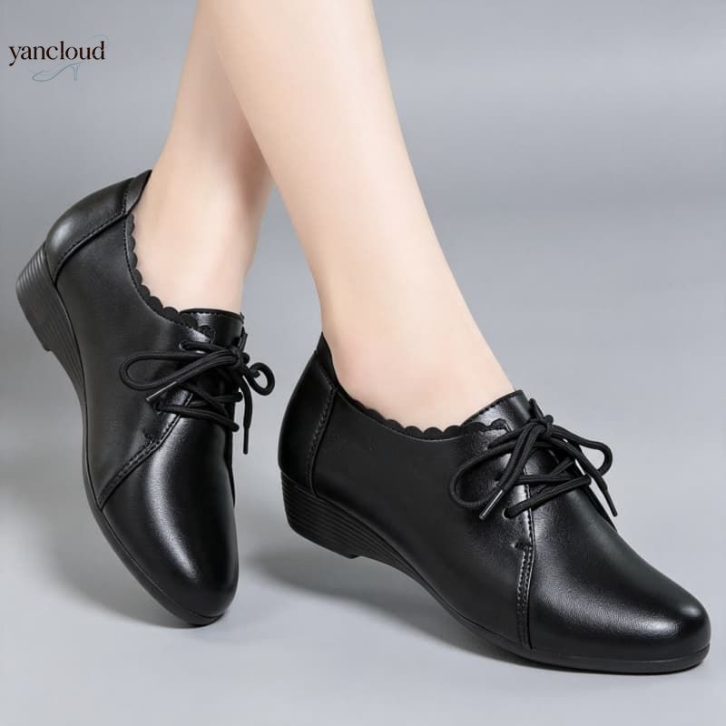 Leather Work Oxfords - プラスサイズ 35-43 オールマッチ 快適なオックスフォードシューズ レディース フラットシューズ