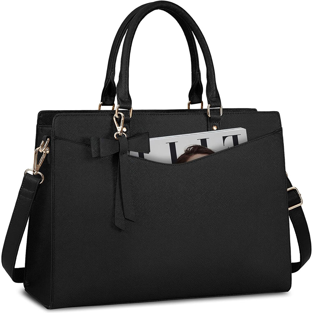 Leather Work Bag Laptop - 女性用ラップトップバッグ 15.6インチ PUレザー ラップトップトートバッグ 仕事用 ビジネス
