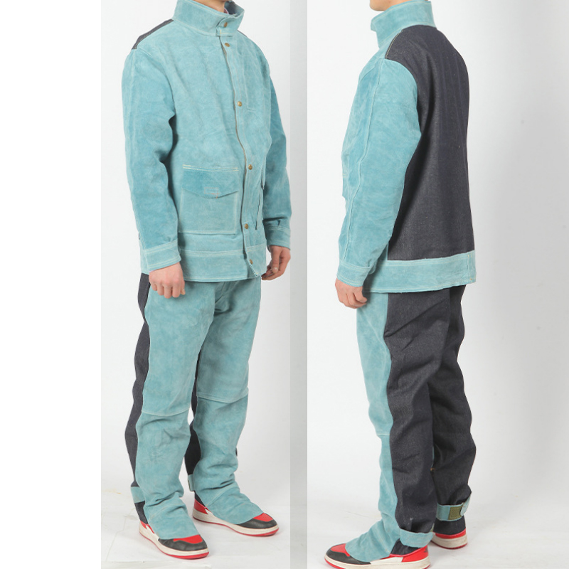 Leather Work Overalls - 分割牛革溶接作業服高温耐性労働保護断熱溶接機保護