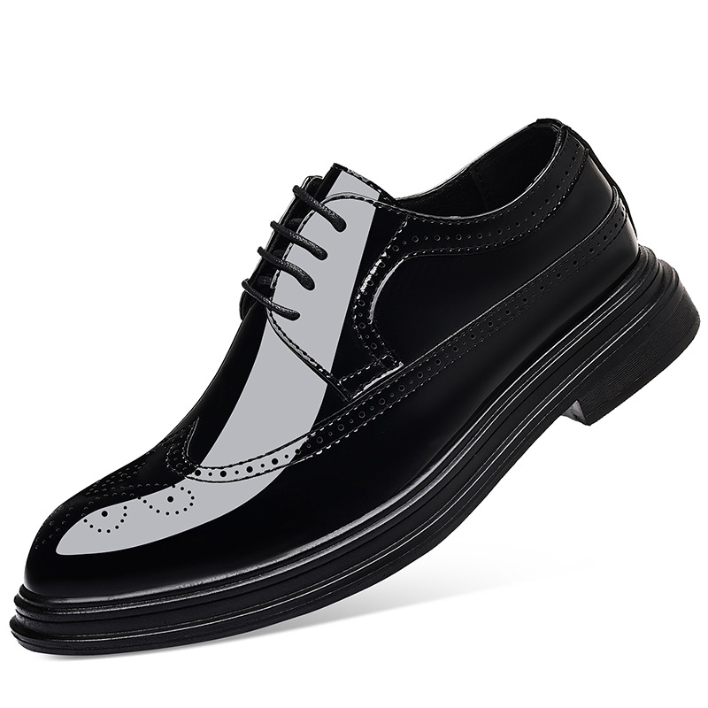メンズ パテントレザー ブローグ ドレスシューズ レースアッ - Leather Work Oxfords のレビューと価格