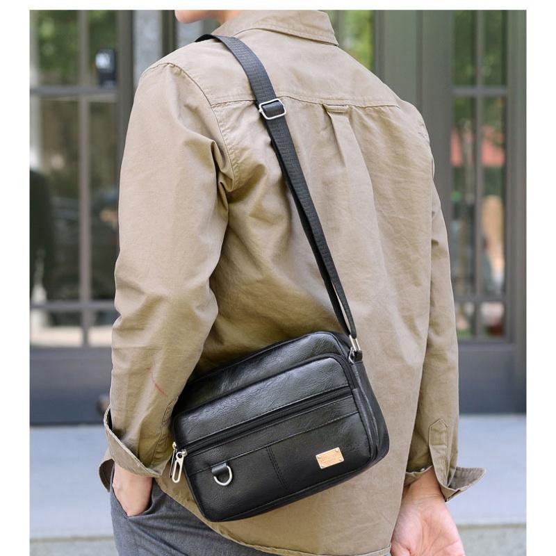 レザーメンズスリングバッグメッセンジャーショルダークロスボデ - Leather Work Bag Laptop のレビューと価格