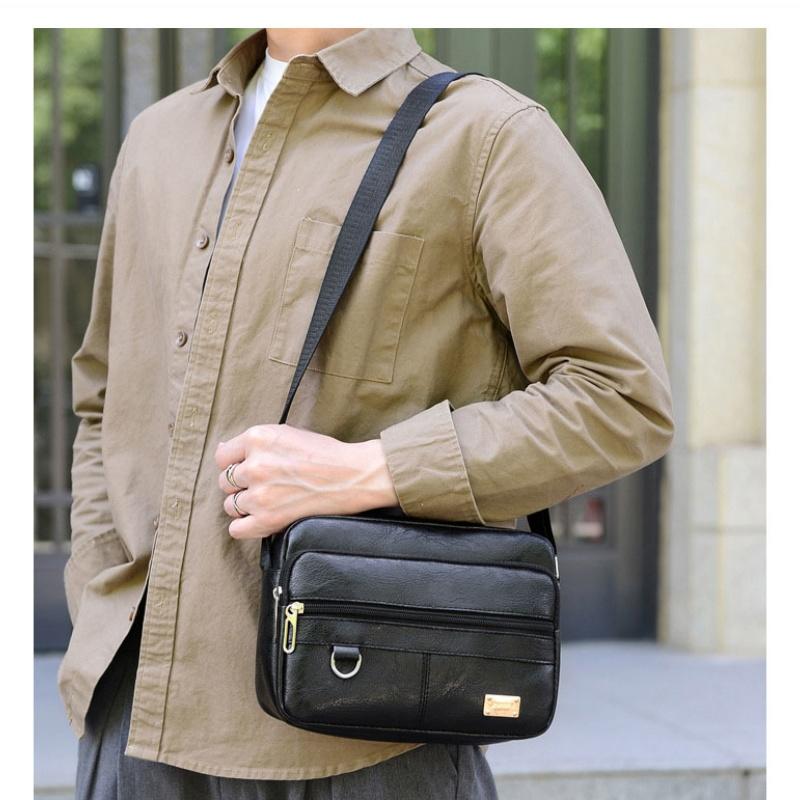 レザーメンズスリングバッグメッセンジャーショルダークロスボデ - Leather Work Bag Laptop のレビューと価格