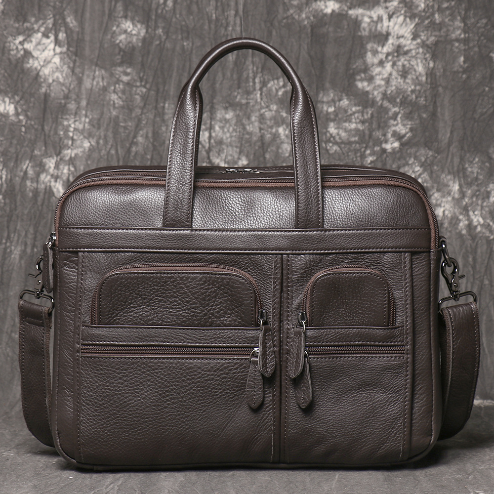メンズ本革ブリーフケース、ビジネスハンドバッグ、ラップトップ - Leather Work Bag Laptop のレビューと価格