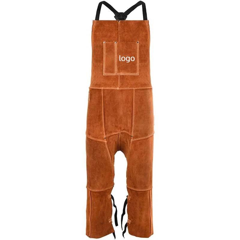 メンズジャンプスーツパンツプリントロゴレザー溶接溶接高温耐性 - Leather Work Overalls のレビューと価格