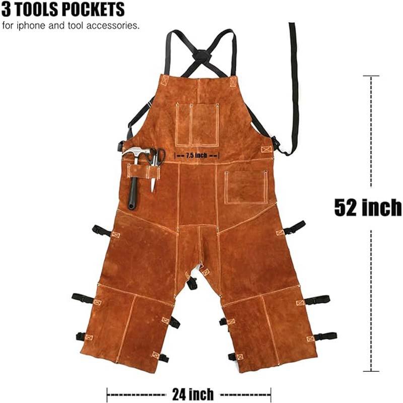 メンズジャンプスーツパンツプリントロゴレザー溶接溶接高温耐性 - Leather Work Overalls のレビューと価格