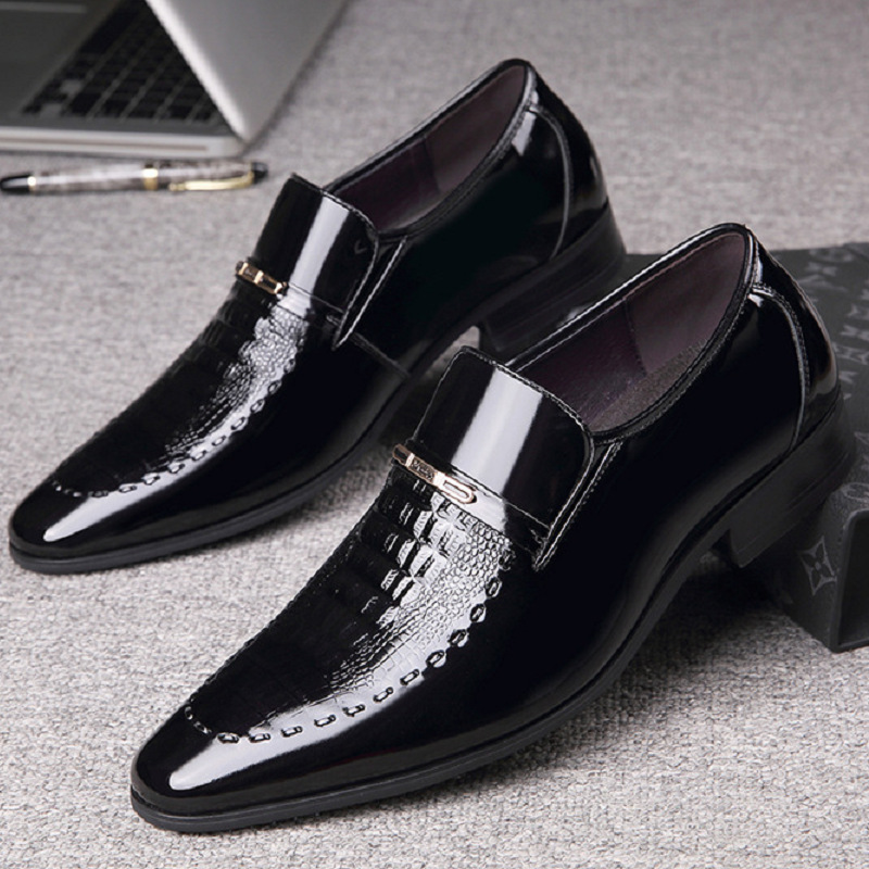 男性革靴パテントレザービジネスシューズポインテッドトゥプラッ - Leather Work Oxfords のレビューと価格