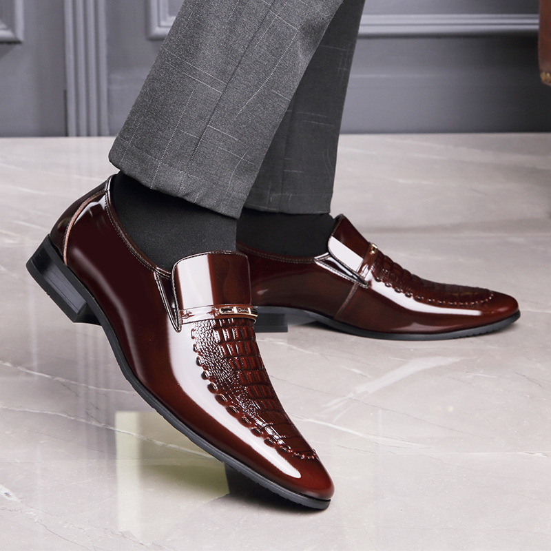男性革靴パテントレザービジネスシューズポインテッドトゥプラッ - Leather Work Oxfords のレビューと価格
