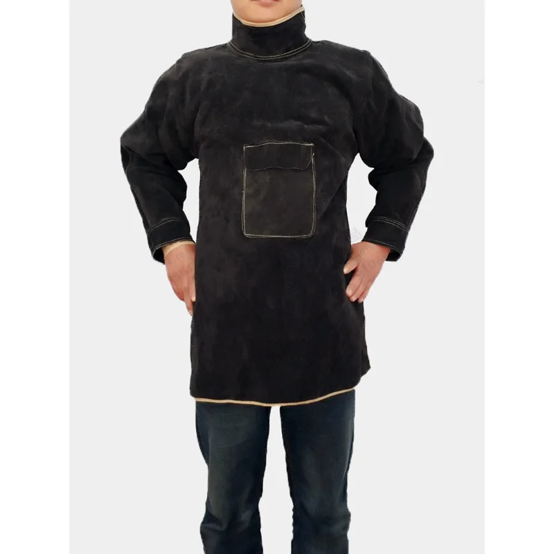 耐熱性と耐火性の高耐久スプリット牛革溶接ジャケット火傷防止エ - Leather Work Overalls のレビューと価格