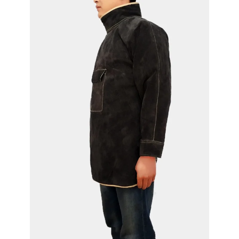 耐熱性と耐火性の高耐久スプリット牛革溶接ジャケット火傷防止エ - Leather Work Overalls のレビューと価格