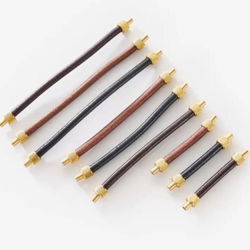 真鍮+革製キャビネットプルハンドル 環境に優しいモダンキャビ - Leatherwork Hardware のレビューと価格