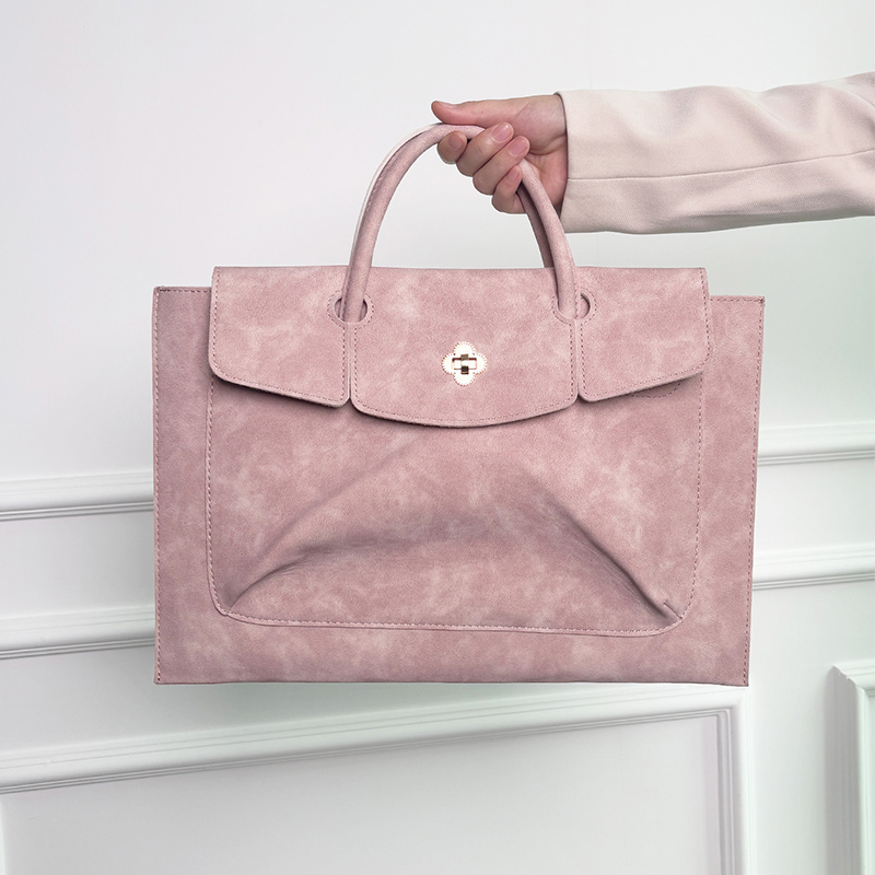 エレガントなピンクのPUレザーラップトップトートバッグ、花柄 - Leather Work Bag Laptop のレビューと価格