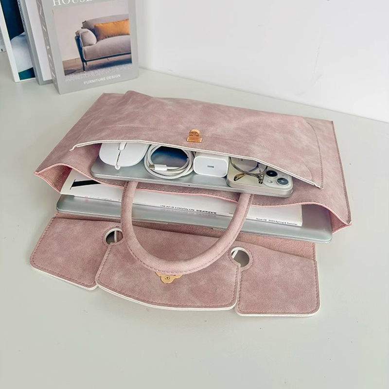 エレガントなピンクのPUレザーラップトップトートバッグ、花柄 - Leather Work Bag Laptop のレビューと価格