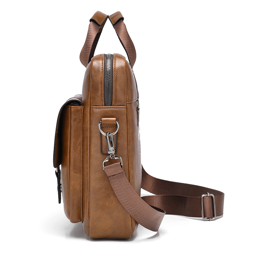 メンズビジネスブリーフケース大容量PUレザーラップトップバッ - Leather Work Bag Laptop のレビューと価格