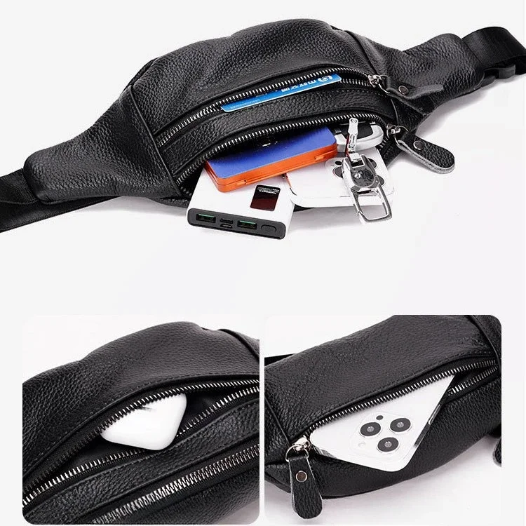 本革メンズウエストバッグ多機能チェストパッククロスボディバッ - Leather Work Bag Laptop のレビューと価格