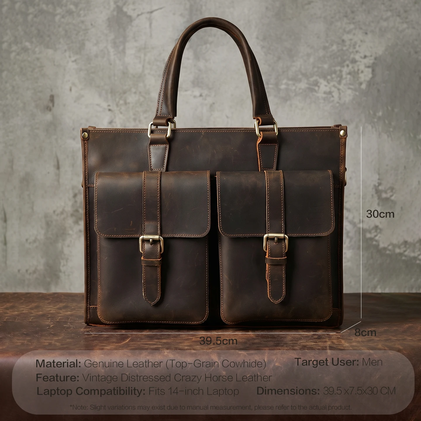 ヴィンテージ本革メンズクロスボディショルダーブリーフケースク - Leather Work Bag Laptop のレビューと価格