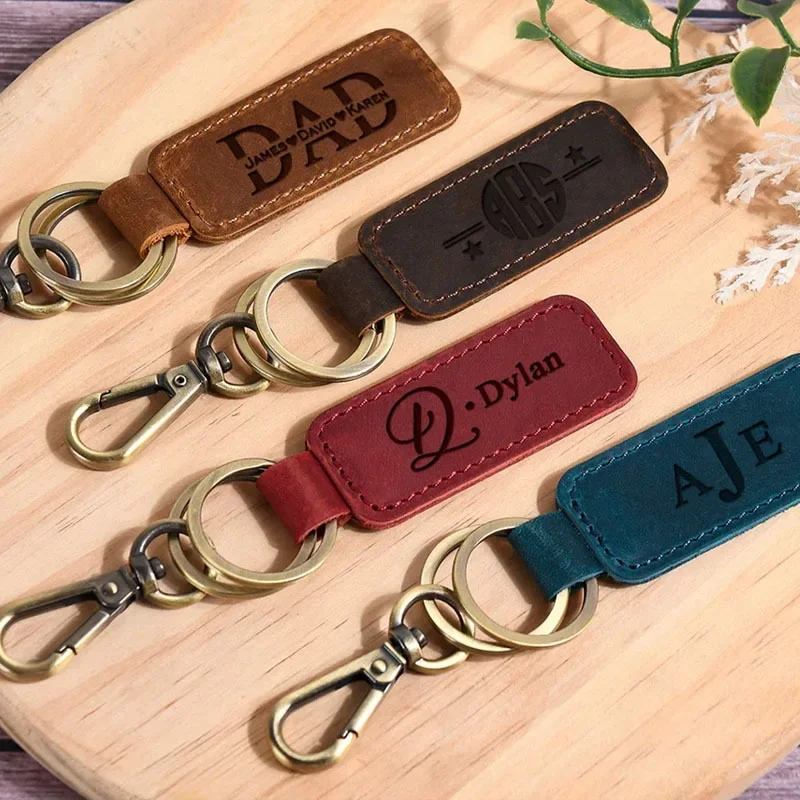 男性と女性のためのパーソナライズされた革のキーホルダー,ヴィ - Leatherwork Keychain のレビューと価格