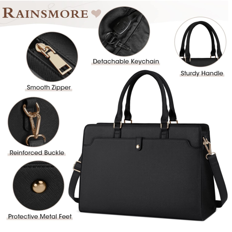 女性用防水ラップトップバッグ、大容量トートバッグ、レザーワー - Leather Work Bag Laptop のレビューと価格