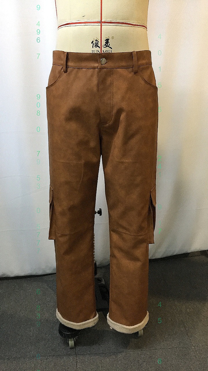 メンズヴィンテージブラウンPUレザーワークパンツストレートレ - Leather Work Overalls のレビューと価格