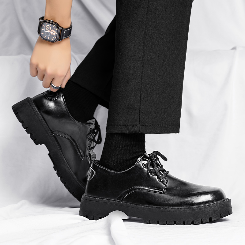 メンズレザーカジュアルシューズ 快適なレースアップワークシュ - Leather Work Oxfords のレビューと価格