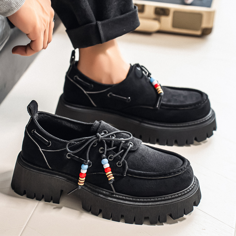 メンズ厚底ダービーワークブーツレトロレースアップオックスフォ - Leather Work Oxfords のレビューと価格