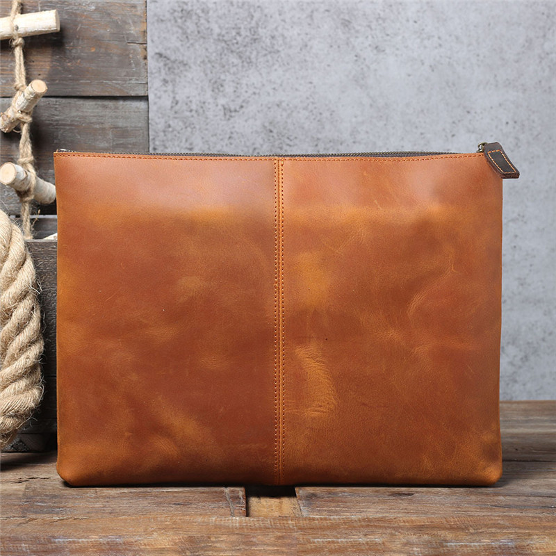 ヴィンテージ ハンドメイド 本革 大容量 メンズ クラッチバ - Leather Work Bag Laptop のレビューと価格