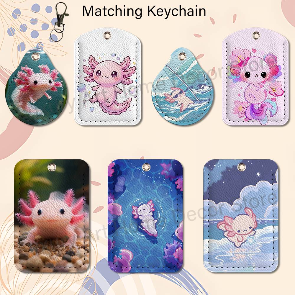 かわいいピンクの A-Axolotl 漫画ホルダーキーホルダ - Leatherwork Keychain のレビューと価格