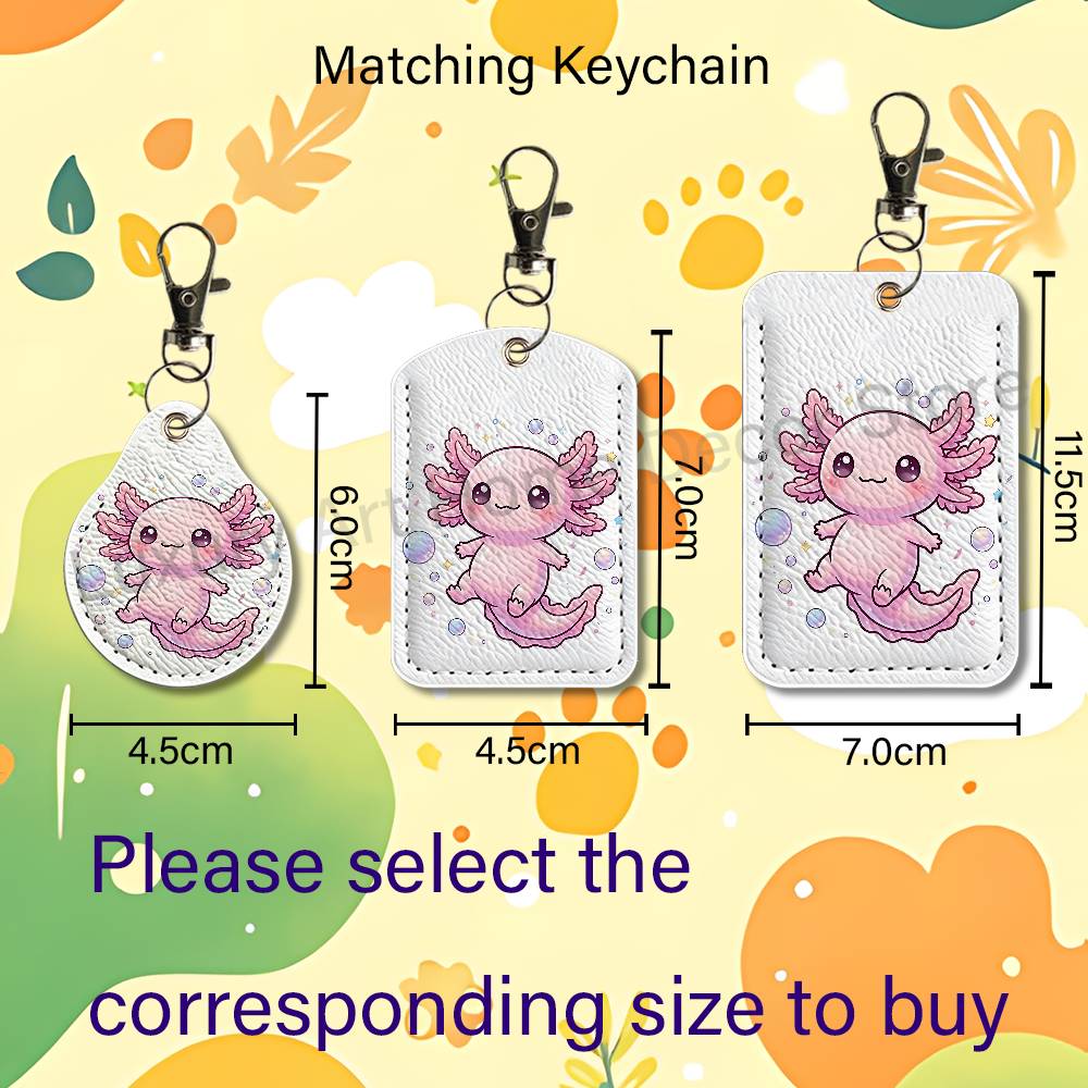 かわいいピンクの A-Axolotl 漫画ホルダーキーホルダ - Leatherwork Keychain のレビューと価格