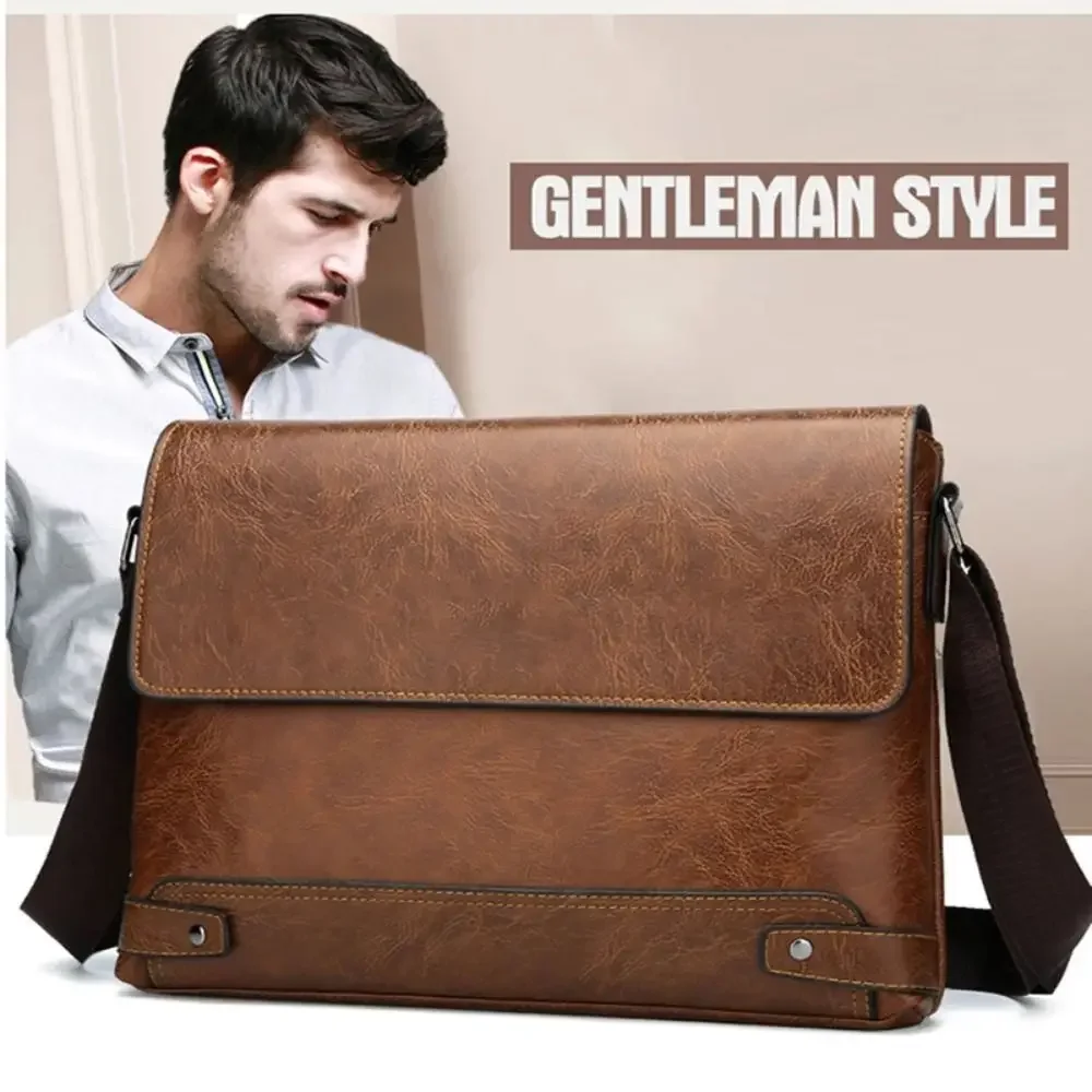男性用PUレザーブリーフケース,ショルダーバッグ,クロスオー - Leather Work Bag Laptop のレビューと価格