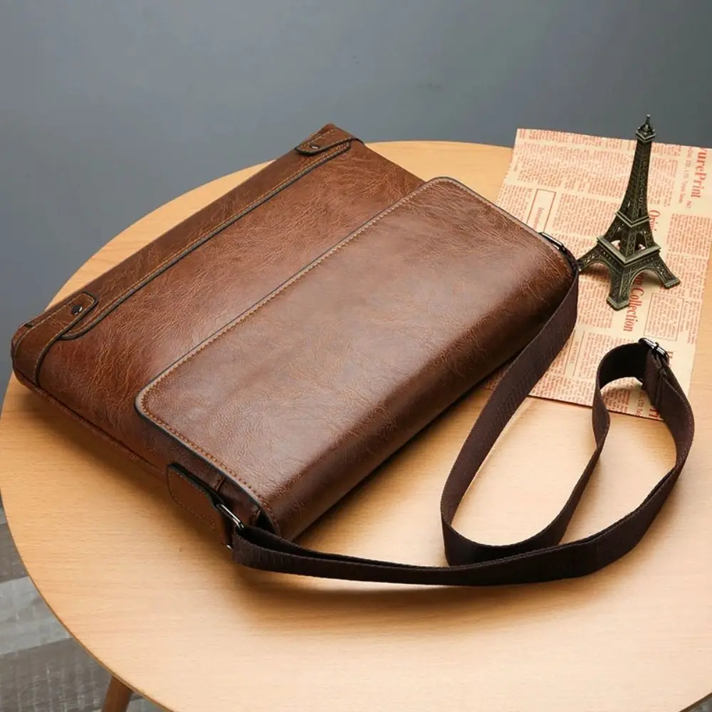 男性用PUレザーブリーフケース,ショルダーバッグ,クロスオー - Leather Work Bag Laptop のレビューと価格