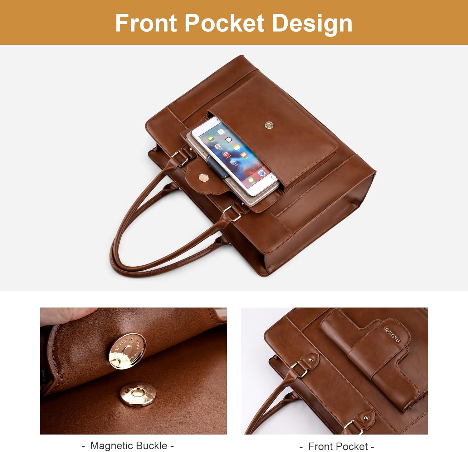 MOSISO ラップトップトートバッグ 女性用 15.6イン - Leather Work Bag Laptop のレビューと価格