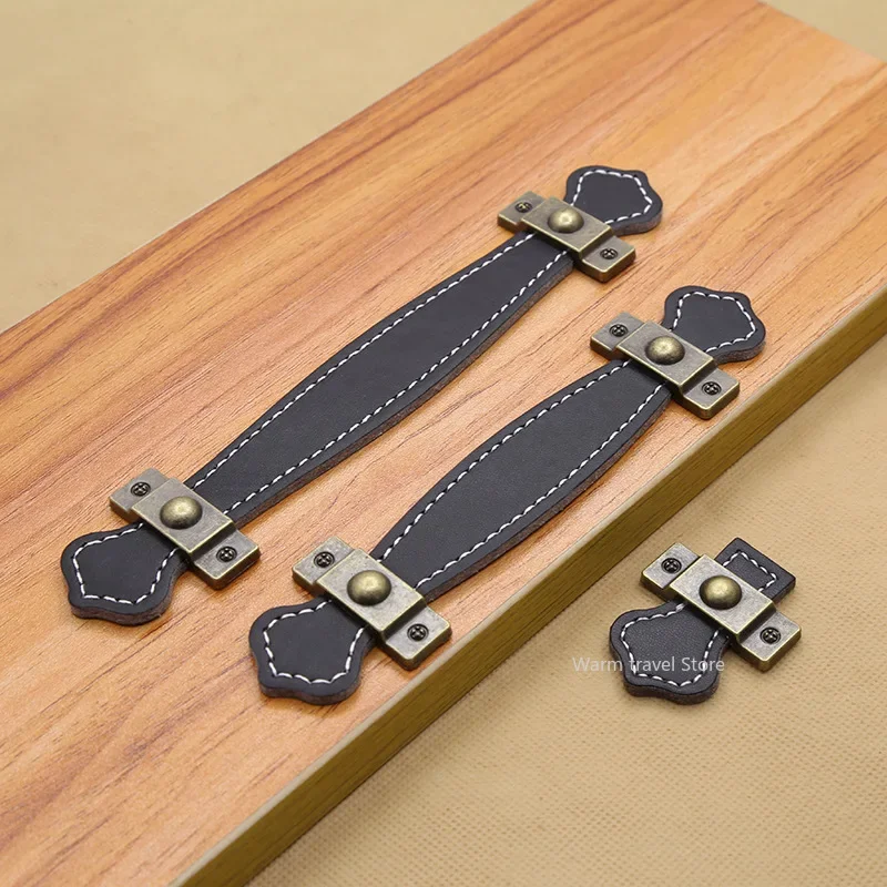 1 個革ハンドルバッグハンドル引き出しドアノブブラウンブラッ - Leatherwork Hardware のレビューと価格