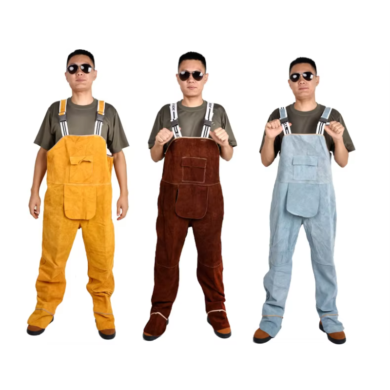 男性用牛革溶接ビブオーバーオール,耐摩耗性,保護服,難燃性, - Leather Work Overalls のレビューと価格