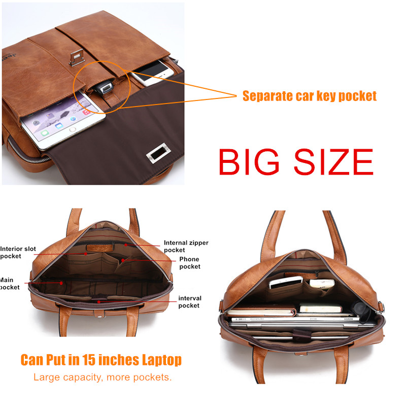 Jeep Buluo メンズ レザー ブリーフケース 14  - Leather Work Bag Laptop のレビューと価格
