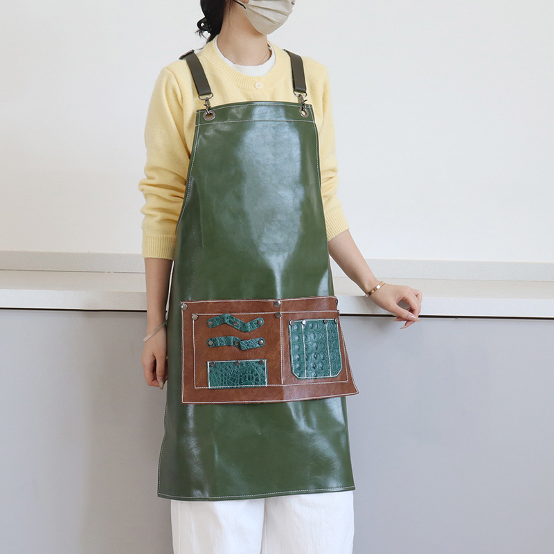 カスタムロゴ付きPUレザーエプロン,防水,防汚,木工服,自動 - Leather Work Overalls のレビューと価格